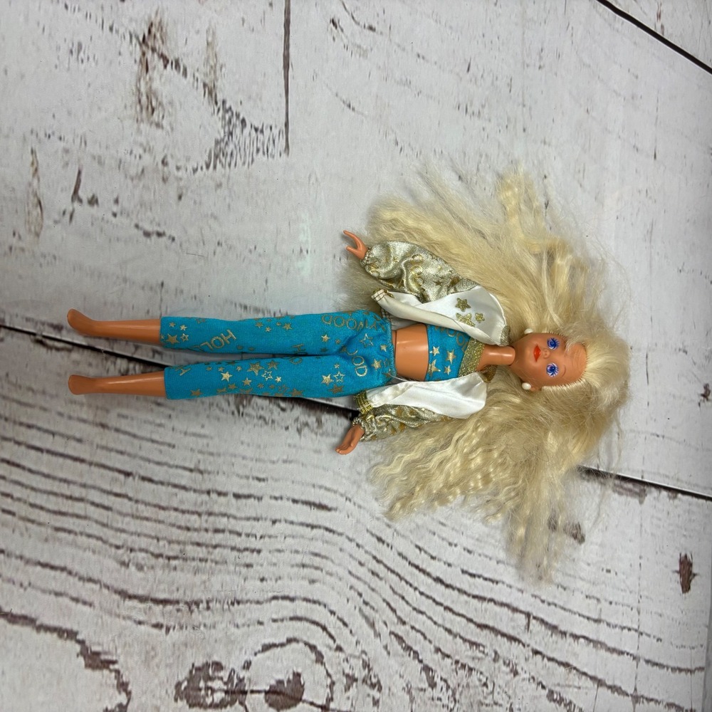 Vintage 1987 Mattel Hollywood Hair Barbie Doll Teal Gold Star Outfit Malaysia